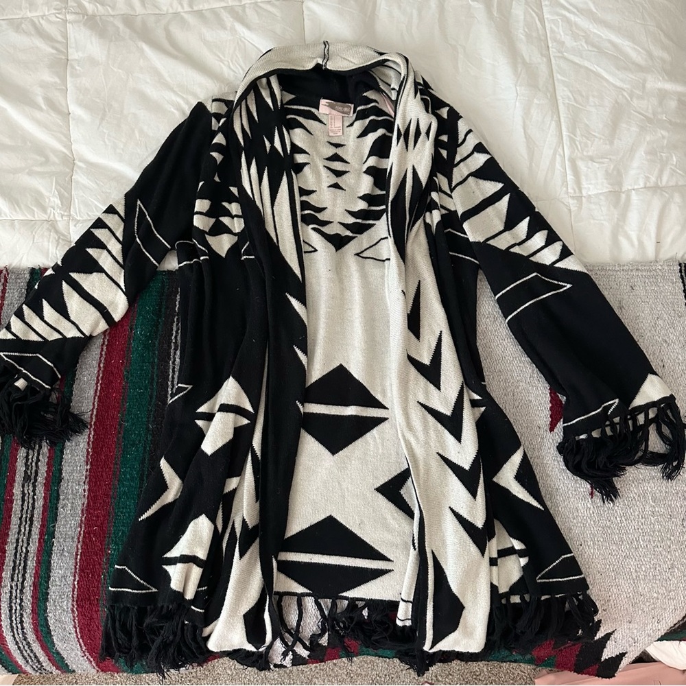 Forever 21 southwestern style fringe cardigan, size S